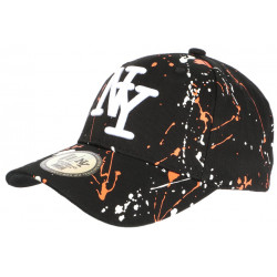 Casquette NY Orange Noire et Blanche Look Tags Streetwear Baseball Paynter CASQUETTES Hip Hop Honour