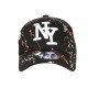 Casquette NY Orange Noire et Blanche Look Tags Streetwear Baseball Paynter CASQUETTES Hip Hop Honour