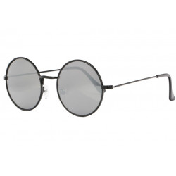 Lunettes Soleil Miroir Argent Rondes Noires Fashion Homme Femme Slom LUNETTES SOLEIL Eye Wear