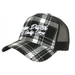 Casquette Von Dutch Blanche et Noire Carreaux Retro Trucker Baseball Mountain CASQUETTES VON DUTCH