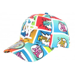 Casquette Enfant NY Orange et Bleue Print Original Pop Baseball de 7 à 11 ans Casquette Enfant Hip Hop Honour