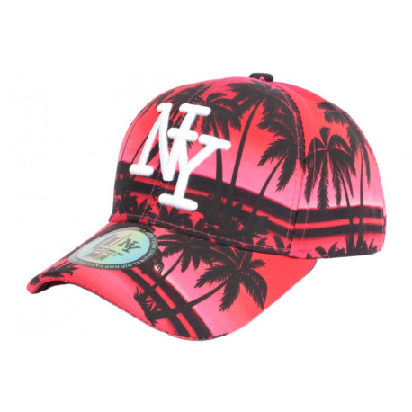 Casquette Enfant Rouge et Noire Palmiers Fashion Baseball NY Tropyk 7 a 12 ans Casquette Enfant Hip Hop Honour