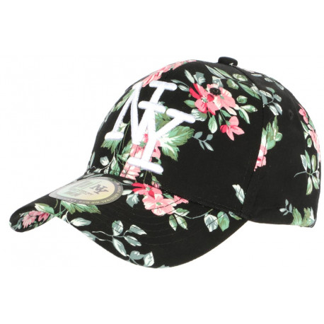 Casquette Enfant Noire Fleurs Rouges Phuket Baseball de 7 à 11 ans ANCIENNES COLLECTIONS divers