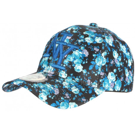 Casquette NY Bleue Petites Fleurs Violettes Tropicale Baseball Weyss ANCIENNES COLLECTIONS divers