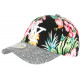 Casquette NY Strass Noir Fleurs Rouges tropicales Baseball Hawaï CASQUETTES Hip Hop Honour