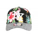 Casquette NY Strass Noir Fleurs Rouges tropicales Baseball Hawaï CASQUETTES Hip Hop Honour