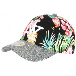 Casquette Enfant Strass Noir Fleurs Rouges Hawaï NY Baseball de 7 à 11 ans ANCIENNES COLLECTIONS divers