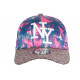 Casquette Enfant Strass Rose Palmiers Bleus Hawaï NY Baseball de 7 à 11 ans ANCIENNES COLLECTIONS divers