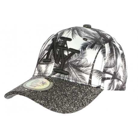 Casquette Enfant Strass Blanche Palmiers Noirs Hawaï NY Baseball de 7 à 11 ans ANCIENNES COLLECTIONS divers