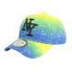 Casquette Enfant Bleue et Jaune Fluo Lyniz Fashion NY Baseball de 7 a 12 ans Casquette Enfant Hip Hop Honour