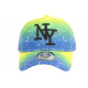 Casquette Enfant Bleue et Jaune Fluo Lyniz Fashion NY Baseball de 7 a 12 ans Casquette Enfant Hip Hop Honour