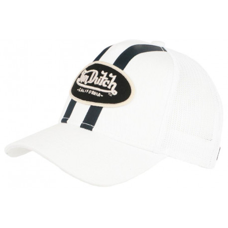 Casquette Von Dutch Blanche et Noire Filet Baseball Custom Stripe CASQUETTES VON DUTCH