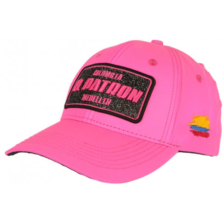 Casquette El Patron Rose Fluo Strass Noir Medellin Colombia Baseball CASQUETTES SKR