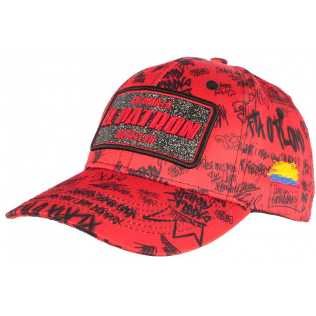 Casquette El Patron Rouge et Noire Strass Streetwear Medellin Baseball CASQUETTES SKR