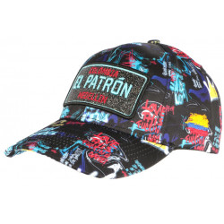 Casquette El Patron Bleue et Noire Print Streetwear Colombia Baseball CASQUETTES SKR