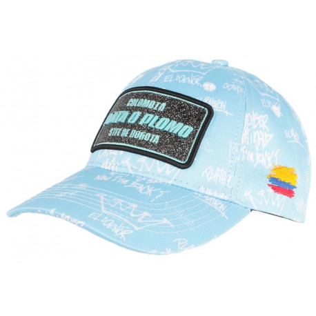 Casquette Plata o Plomo Bleue et Blanche Strass Streetwear Colombia Baseball CASQUETTES SKR