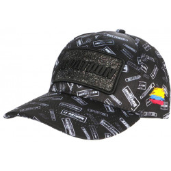 Casquette El Patron Noire Strass Argent Print Streetwear Colombia Baseball ANCIENNES COLLECTIONS divers