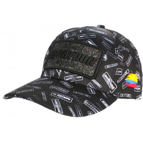 Casquette El Patron Noire Strass Argent Print Streetwear Colombia Baseball ANCIENNES COLLECTIONS divers