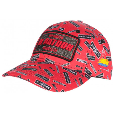 Casquette El Patron Rouge et Noire Strass Print Streetwear Colombia Baseball CASQUETTES SKR