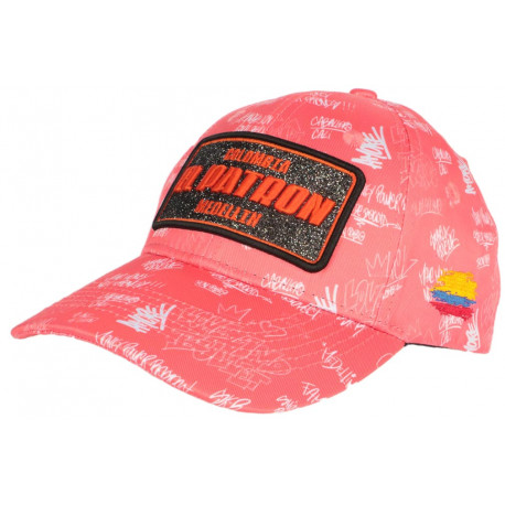 Casquette El Patron Corail et Noire Strass Look Streetwear Colombia Baseball CASQUETTES SKR