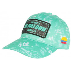 Casquette El Patron Verte et Blanche Strass Design Streetwear Colombia Baseball CASQUETTES SKR