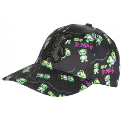 Casquette Teddy Bad Verte et Noire Strass Print Streetwear Original Baseball CASQUETTES SKR