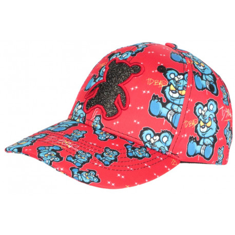 Casquette Teddy Bad Rouge et Bleue Strass Style Streetwear Original Baseball CASQUETTES SKR