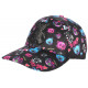 Casquette Teddy Bad Rose et Noire Strass Print Streetwear Baseball City CASQUETTES SKR