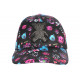 Casquette Teddy Bad Rose et Noire Strass Print Streetwear Baseball City CASQUETTES SKR