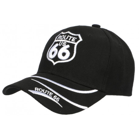 Casquette Route 66 Noire et blanche Baseball Biker CASQUETTES Nyls Création