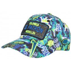 Casquette El Patron Bleue Jaune Fluo Colombia Strass Collection Capsule CASQUETTES SKR