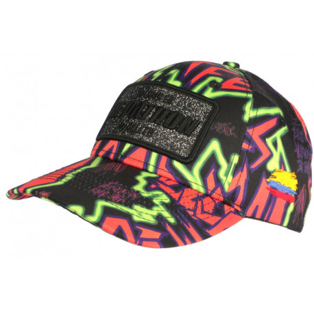 Casquette El Patron Noire et Corail Design Streetwear Colombia Baseball CASQUETTES SKR