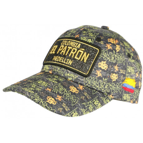 Casquette El Patron Doree et Grise Print Streetwear Colombia Baseball CASQUETTES SKR