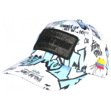 Casquette El Patron Blanche et Bleue Design Streetwear Colombia Baseball CASQUETTES SKR