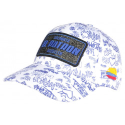 Casquette El Patron Blanche et Bleue Strass Streetwear Medellin Baseball CASQUETTES SKR