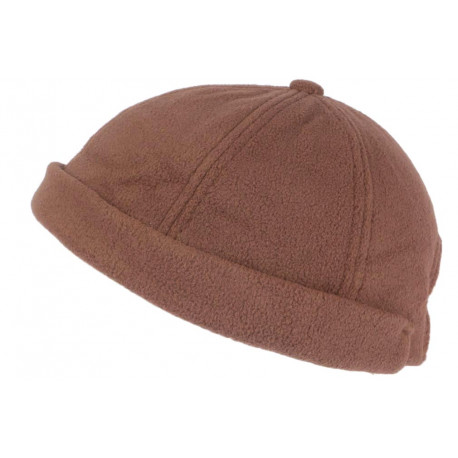 Bonnet Docker Marron Clair en Polaire mode Marin Miki Kerzau BONNETS Nyls Création