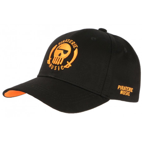 Casquette Piraterie Music Orange et Noire Streetwear Baseball Booba CASQUETTES Piraterie Music