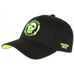 Casquette Piraterie Music Vert Fluo et Noire Streetwear Baseball Rap CASQUETTES Piraterie Music