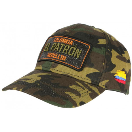 Casquette El Patron Camouflage Militaire Vert Strass Colombia Baseball CASQUETTES SKR