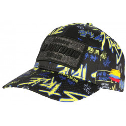 Casquette El Patron Jaune et Bleue Strass Streetwear Medellin Baseball CASQUETTES SKR