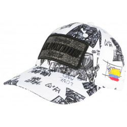 Casquette El Patron Blanche et Noire Paillettes Streetwear Medellin Baseball CASQUETTES SKR