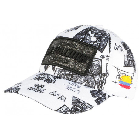 Casquette El Patron Blanche et Noire Paillettes Streetwear Medellin Baseball CASQUETTES SKR