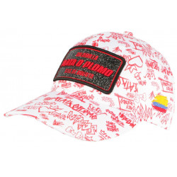 Casquette Plata o Plomo Rouge et Blanche Strass Streetwear Bogota Baseball CASQUETTES SKR