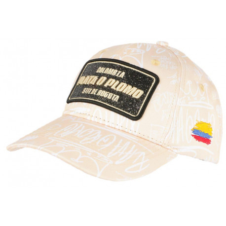 Casquette Plata o Plomo Beige et Blanche Strass Streetwear Colombia Baseball CASQUETTES SKR