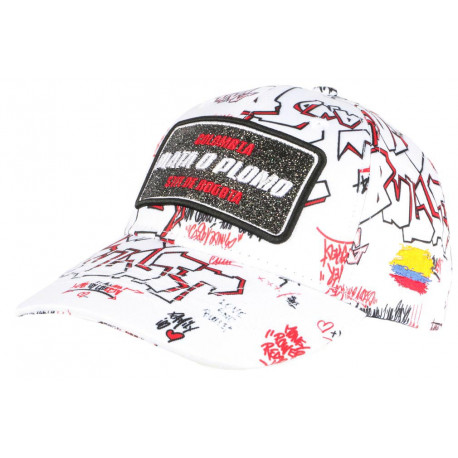 Casquette Plata o Plomo Rouge et Blanche Paillettes Streetwear Colombia CASQUETTES SKR