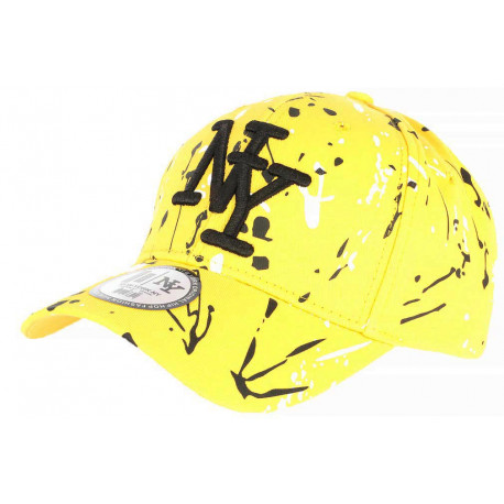 Casquette NY Jaune et Noire Design Tags Streetwear Baseball Paynter CASQUETTES Hip Hop Honour