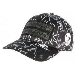 Casquette Piraterie Music Noire Strass Print Streetwear Baseball Booba CASQUETTES Piraterie Music