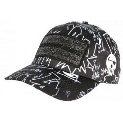 Casquette Piraterie Music Noire Strass Print Streetwear Baseball Rap CASQUETTES Piraterie Music