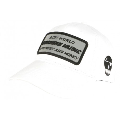 Casquette Piraterie Music Blanche Patch Reflect Argent Streetwear Baseball CASQUETTES Piraterie Music
