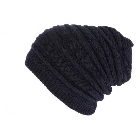 Bonnet Long Bleu Marine Rasta Laine Doublure Polaire Fashion Wack BONNETS Nyls Création